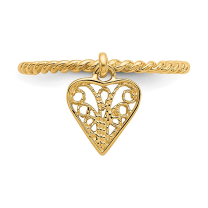 14K Gelbgold Herz-Ring mit Anhänger