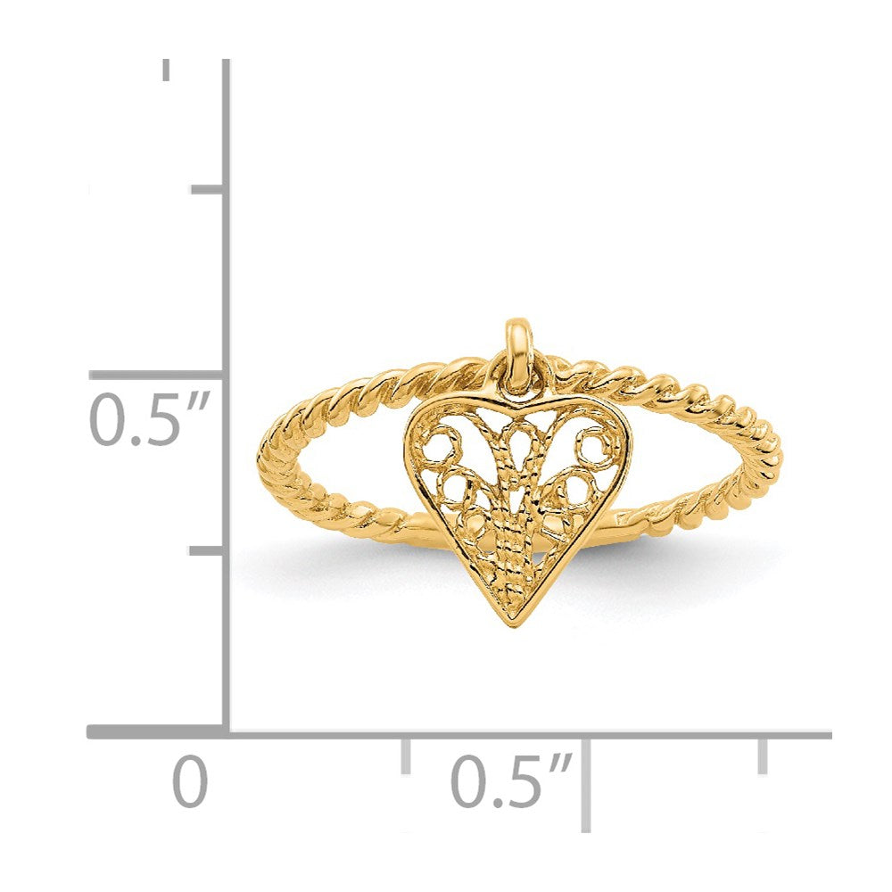 14K Gelbgold Herz-Ring mit Anhänger