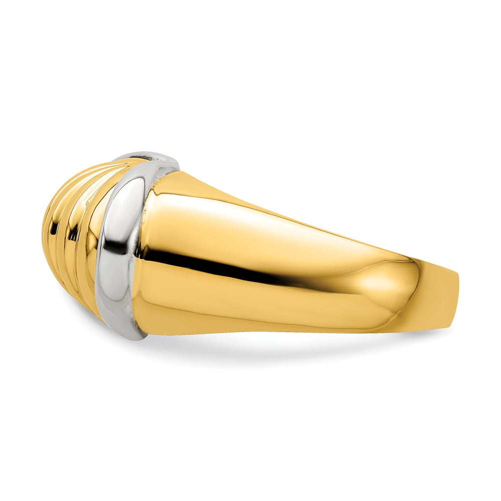 14K Bicolor-Gold Ring mit ovalem Shrimp-Fächer-Design