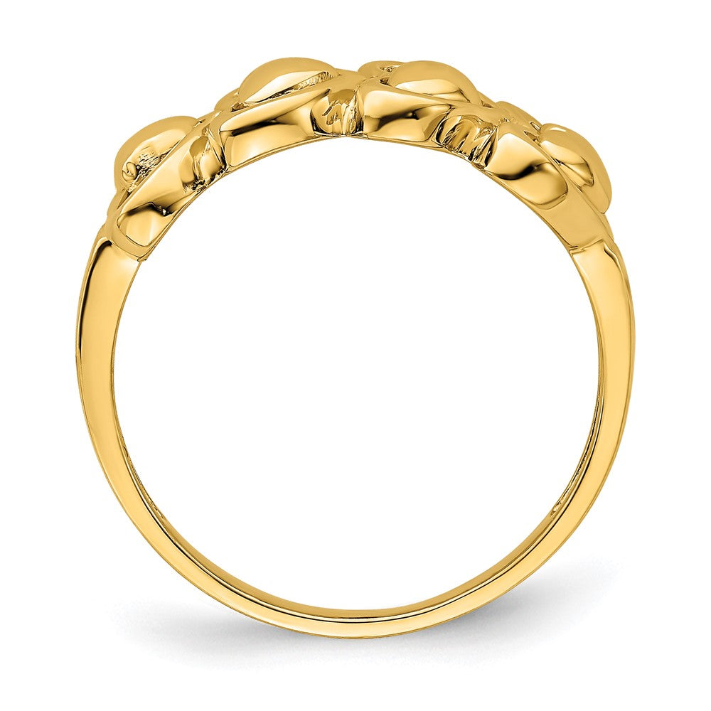 Ring aus 14K Gelbgold, poliert, mit 4 Herzen