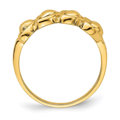 Ring aus 14K Gelbgold, poliert, mit 4 Herzen