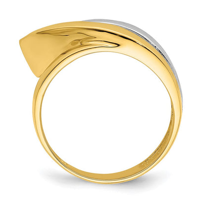 14K Bicolor Gold Wasserfall-Ring mit vier Reihen
