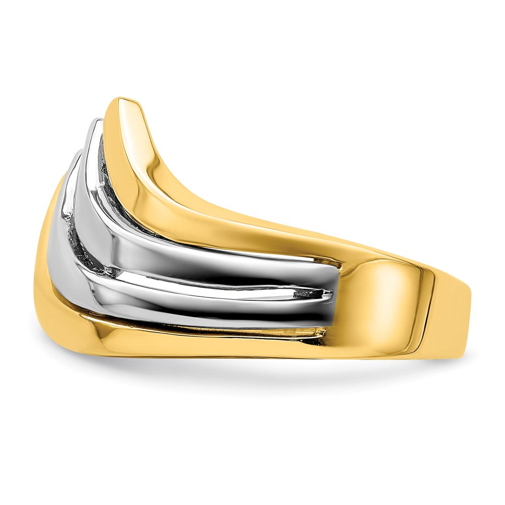 14K Bicolor Gold Wasserfall-Ring mit vier Reihen