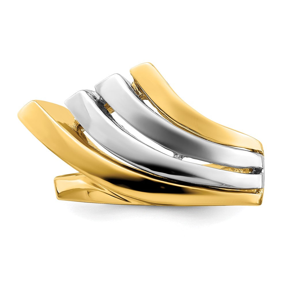 14K Bicolor Gold Wasserfall-Ring mit vier Reihen