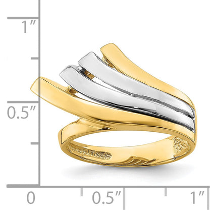 14K Bicolor Gold Wasserfall-Ring mit vier Reihen
