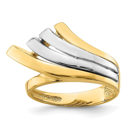 14K Bicolor Gold Wasserfall-Ring mit vier Reihen