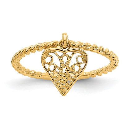 14K Gelbgold Herz-Ring mit Anhänger