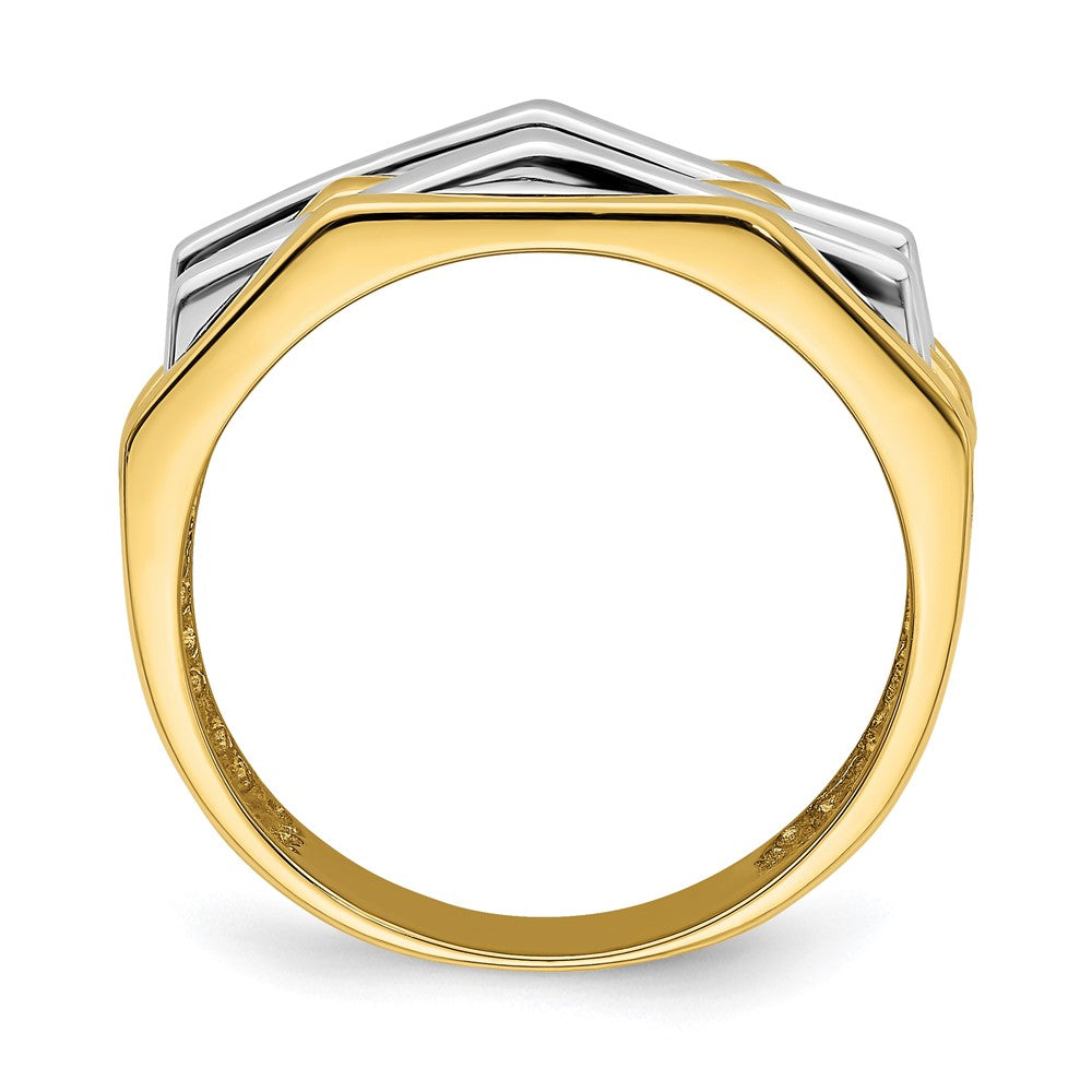 14K Bicolor-Gold Ring mit Fünf-Rippen-Design