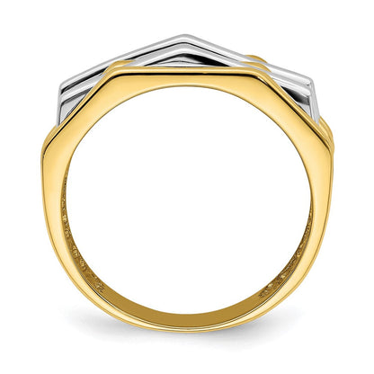 14K Bicolor-Gold Ring mit Fünf-Rippen-Design