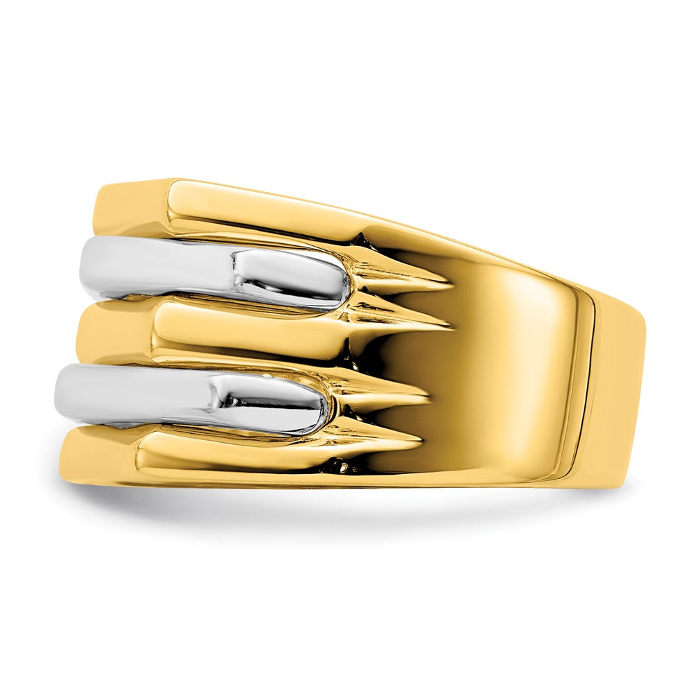 14K Bicolor-Gold Ring mit Fünf-Rippen-Design