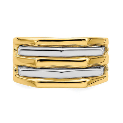 14K Bicolor-Gold Ring mit Fünf-Rippen-Design