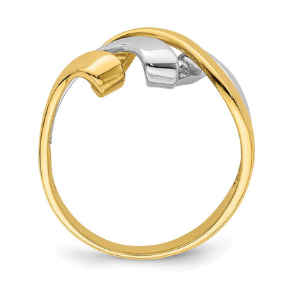 14K Bicolor-Gold Ring mit gedrehtem Wellendesign