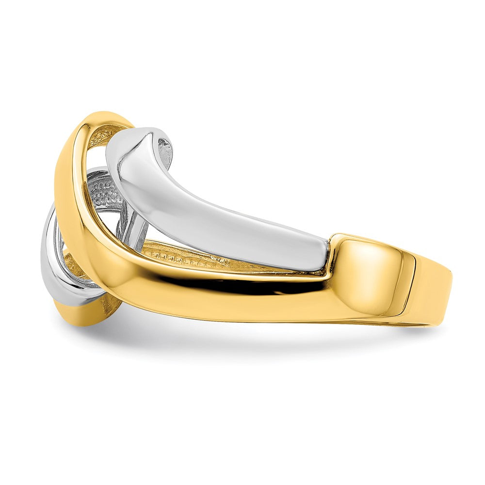 14K Bicolor-Gold Ring mit gedrehtem Wellendesign
