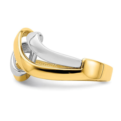 14K Bicolor-Gold Ring mit gedrehtem Wellendesign