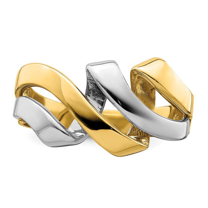 14K Bicolor-Gold Ring mit gedrehtem Wellendesign