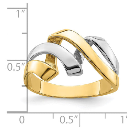 14K Bicolor-Gold Ring mit gedrehtem Wellendesign