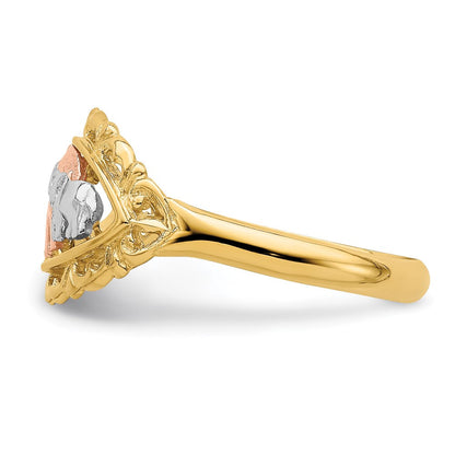 14K Bicolor-Gold-Ring mit Weißrhodium und zwei Elefanten