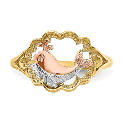14K Two-Tone Gold Ring mit Weißrhodium-Wal
