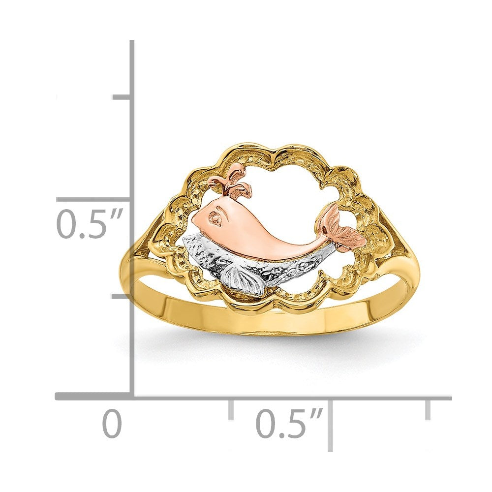 14K Two-Tone Gold Ring mit Weißrhodium-Wal