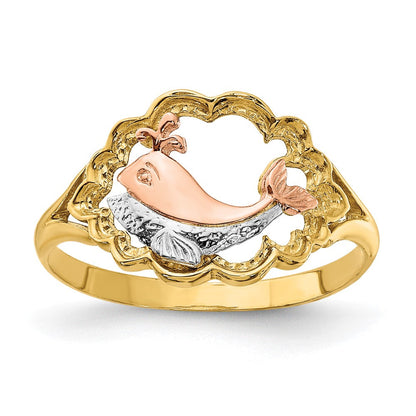 14K Two-Tone Gold Ring mit Weißrhodium-Wal