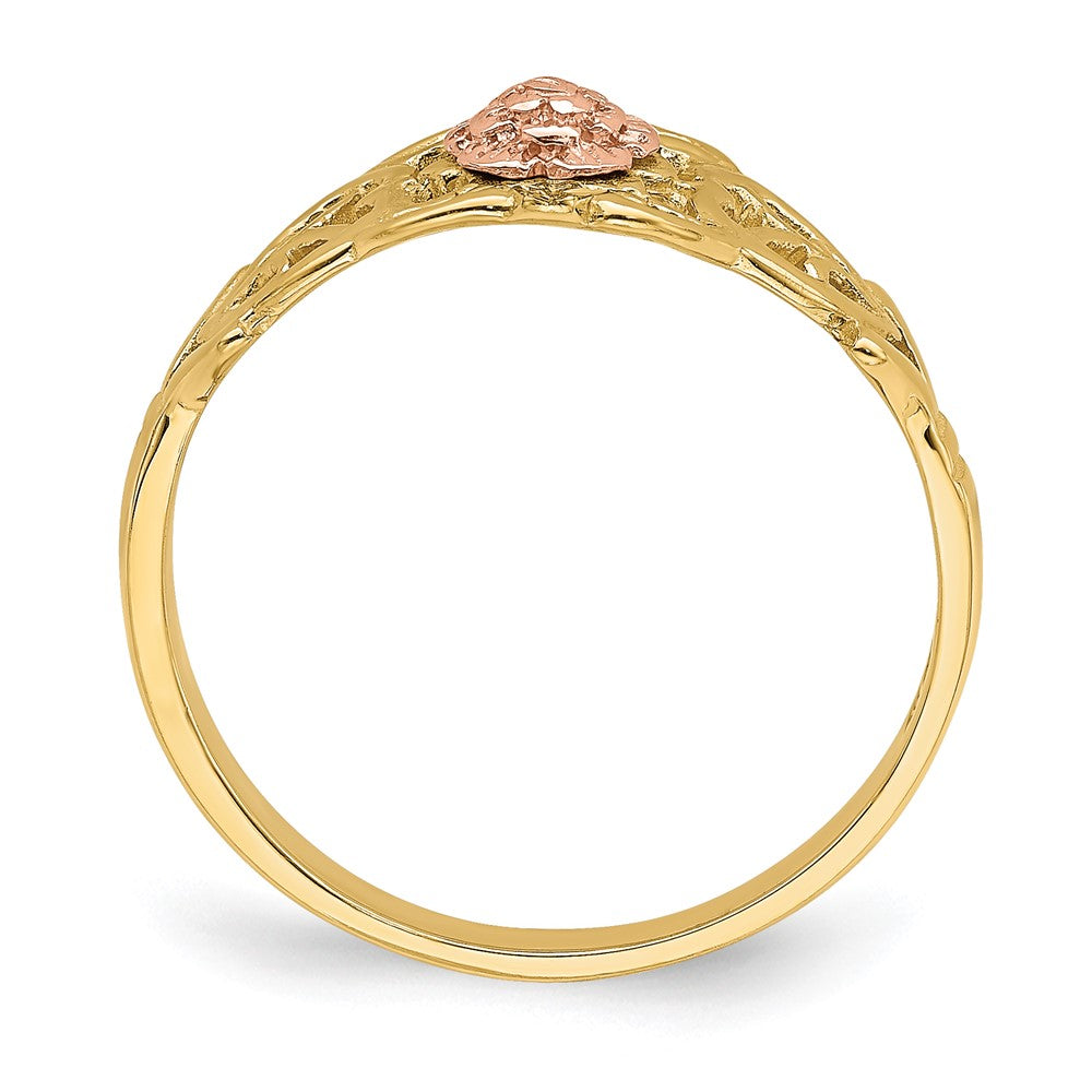14K Bicolor Gold Ring mit ausgeschnittenem Blumenmotiv