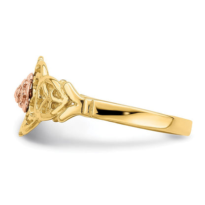 14K Bicolor Gold Ring mit ausgeschnittenem Blumenmotiv