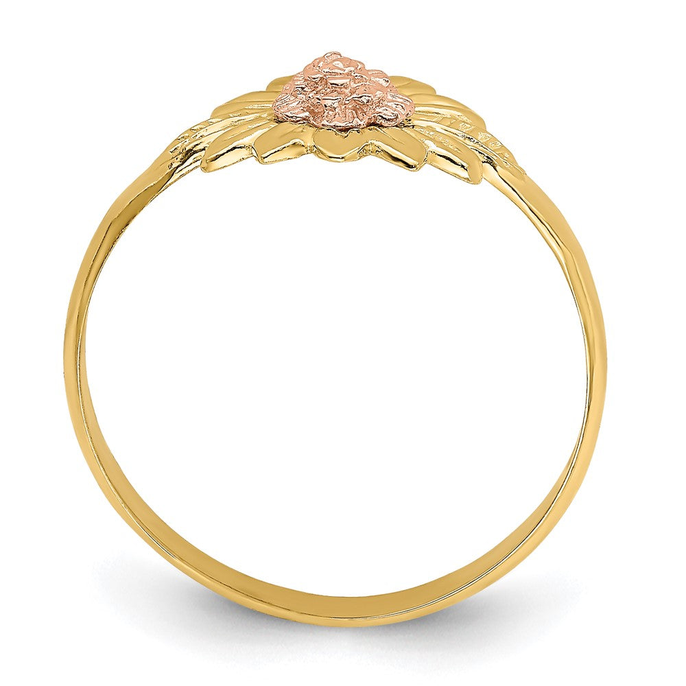 14K Bicolor Gold Ring mit Blumen- und Blättermotiv