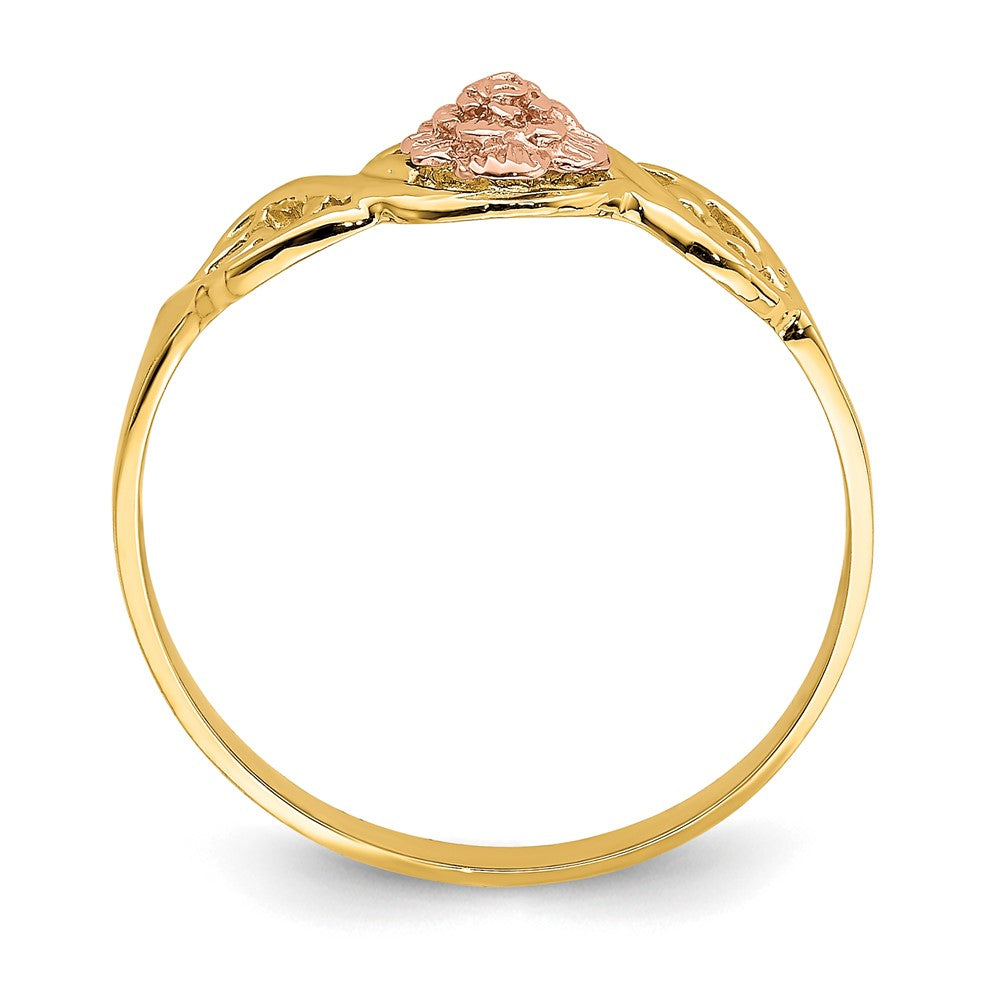14K Bicolor-Gold Ring mit Blumenmotiv