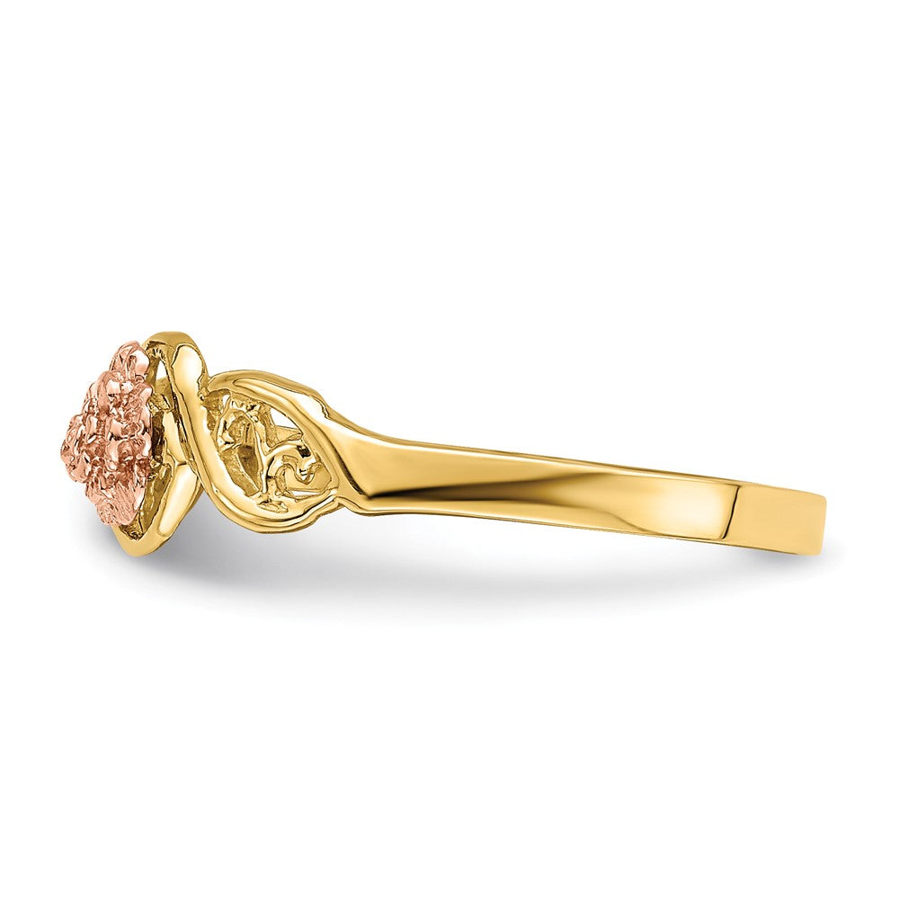 14K Bicolor-Gold Ring mit Blumenmotiv