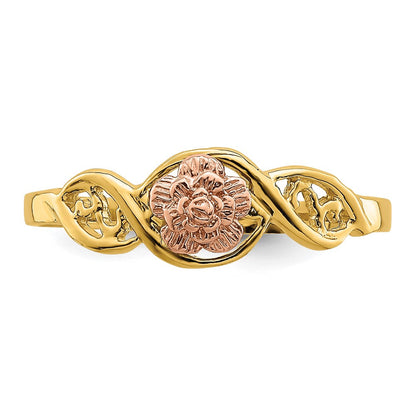 14K Bicolor-Gold Ring mit Blumenmotiv