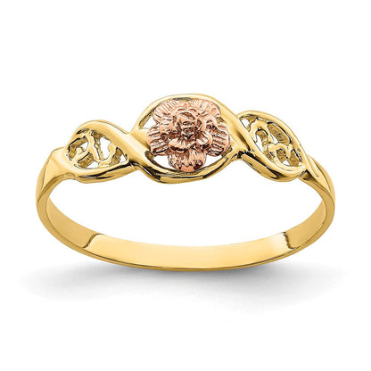 14K Bicolor-Gold Ring mit Blumenmotiv