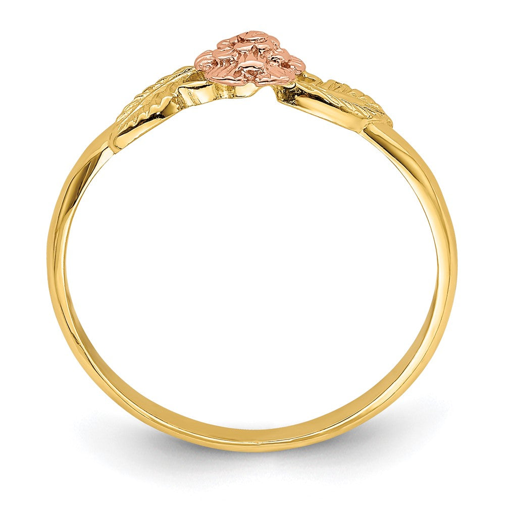 14K Bicolor Gold Diamantiertes Blätter-Ring mit Blume Falls „D/C“ präziser gemeint ist: 14K Bicolor Gold Ring mit diamantiertem Blätter- und Blumendesign