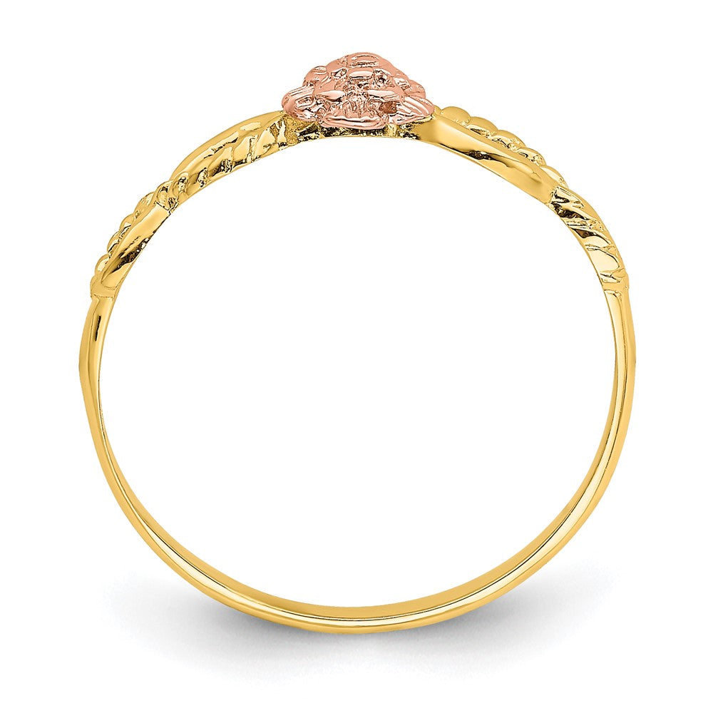 14K Bicolor-Gold Ring mit Blumendesign