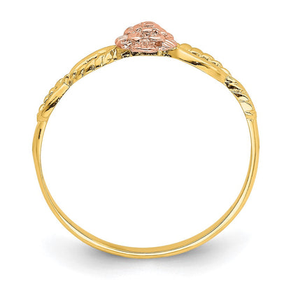 14K Bicolor-Gold Ring mit Blumendesign
