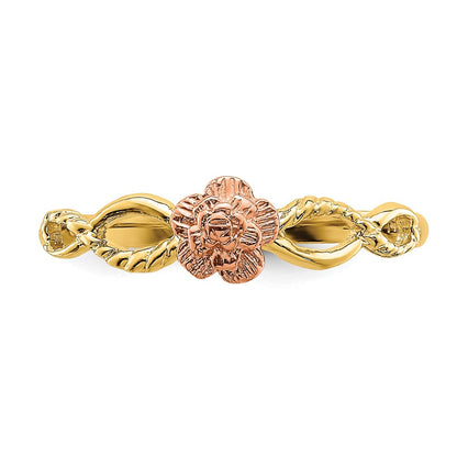 14K Bicolor-Gold Ring mit Blumendesign