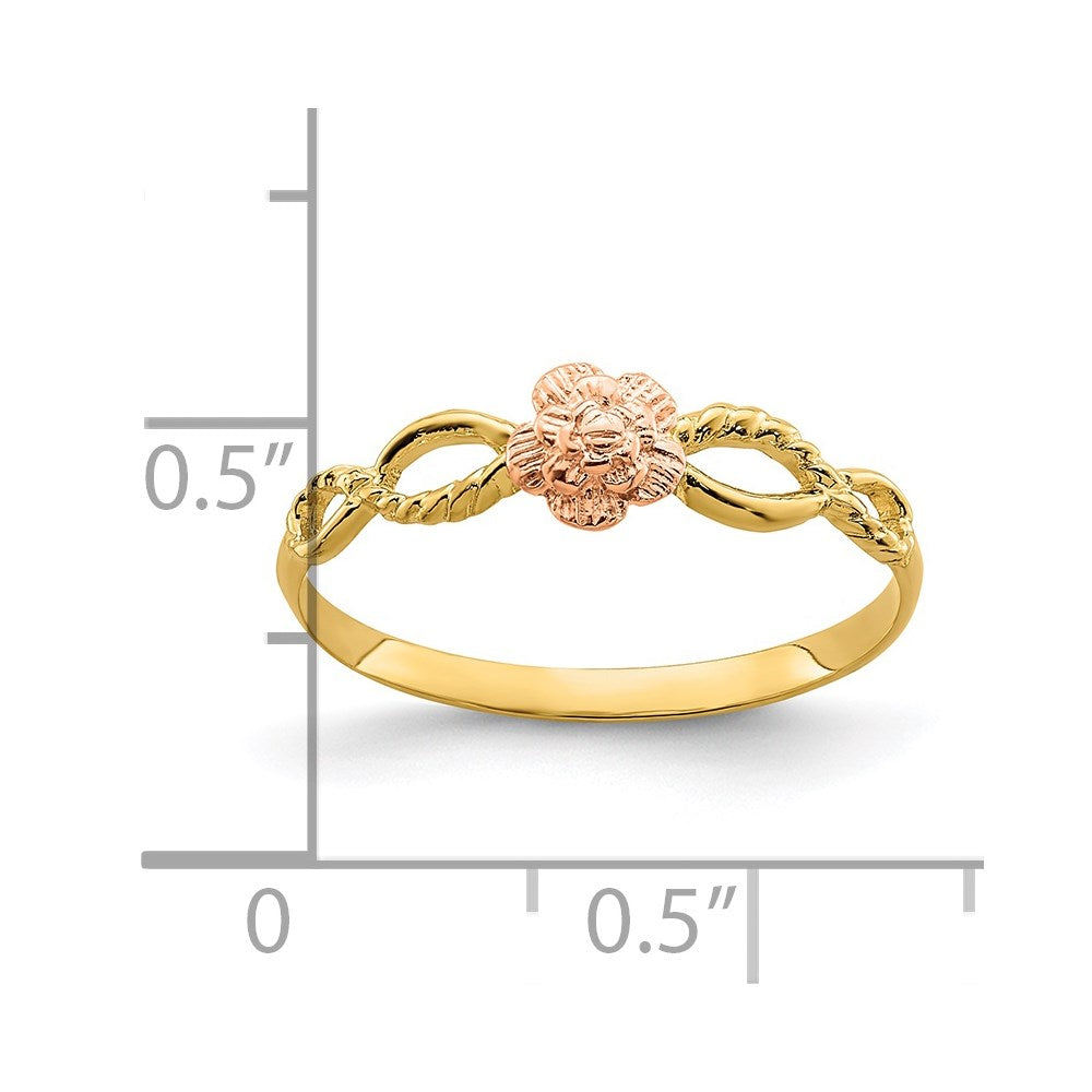 14K Bicolor-Gold Ring mit Blumendesign
