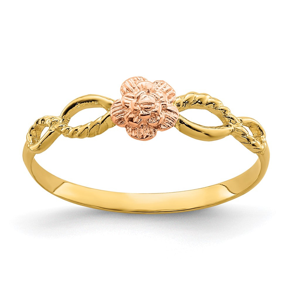 14K Bicolor-Gold Ring mit Blumendesign
