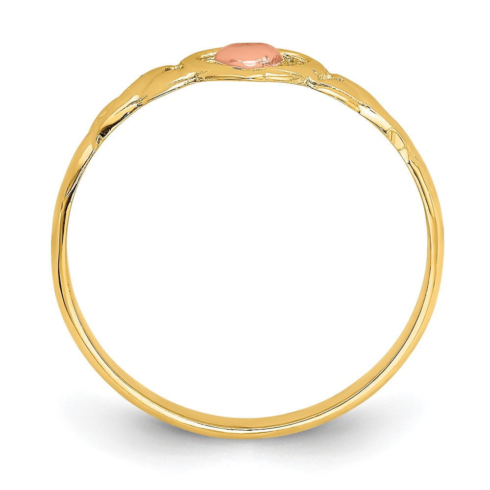 14K Bicolor Ring mit polierten Herzen