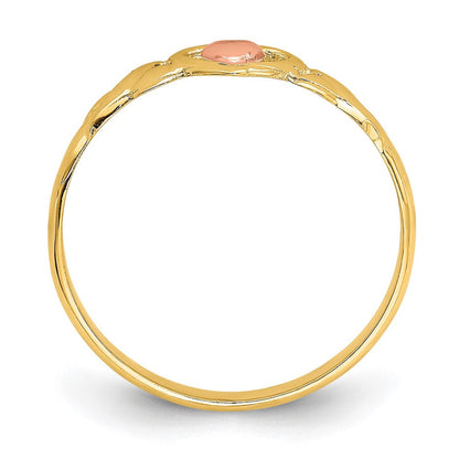 14K Bicolor Ring mit polierten Herzen