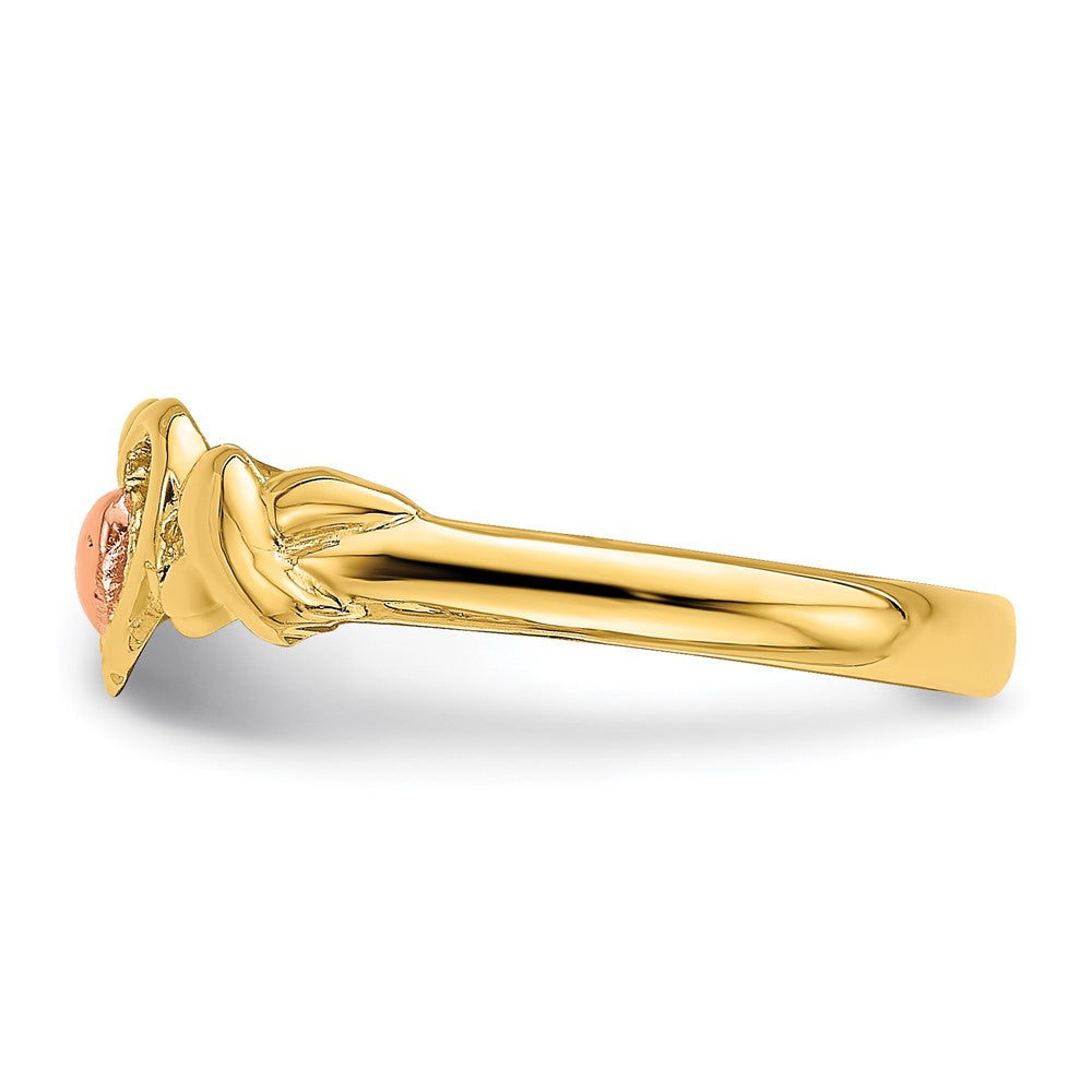 14K Bicolor Ring mit polierten Herzen