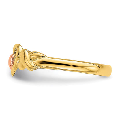 14K Bicolor Ring mit polierten Herzen