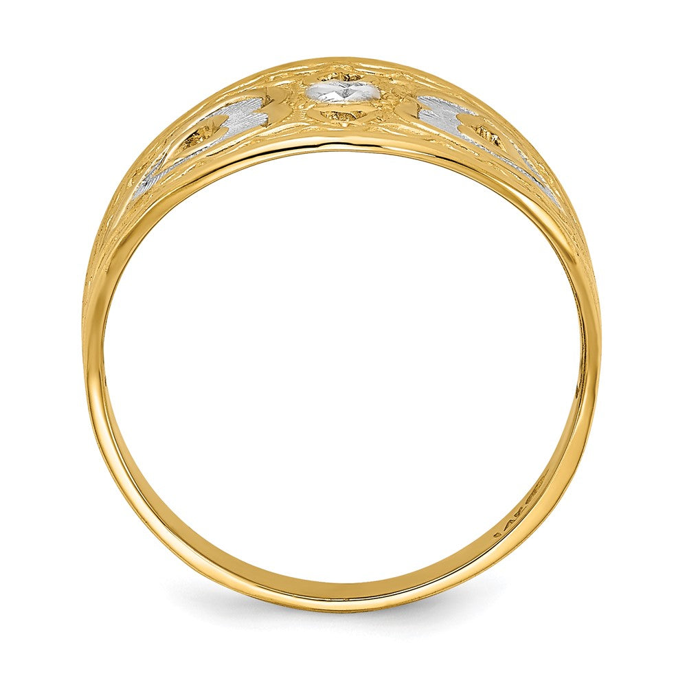 14K Gelbgold Ring mit Herzen-Starburst-Design