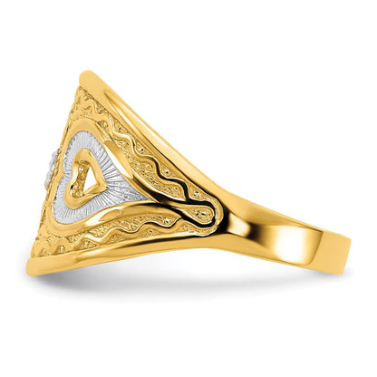14K Gelbgold Ring mit Herzen-Starburst-Design