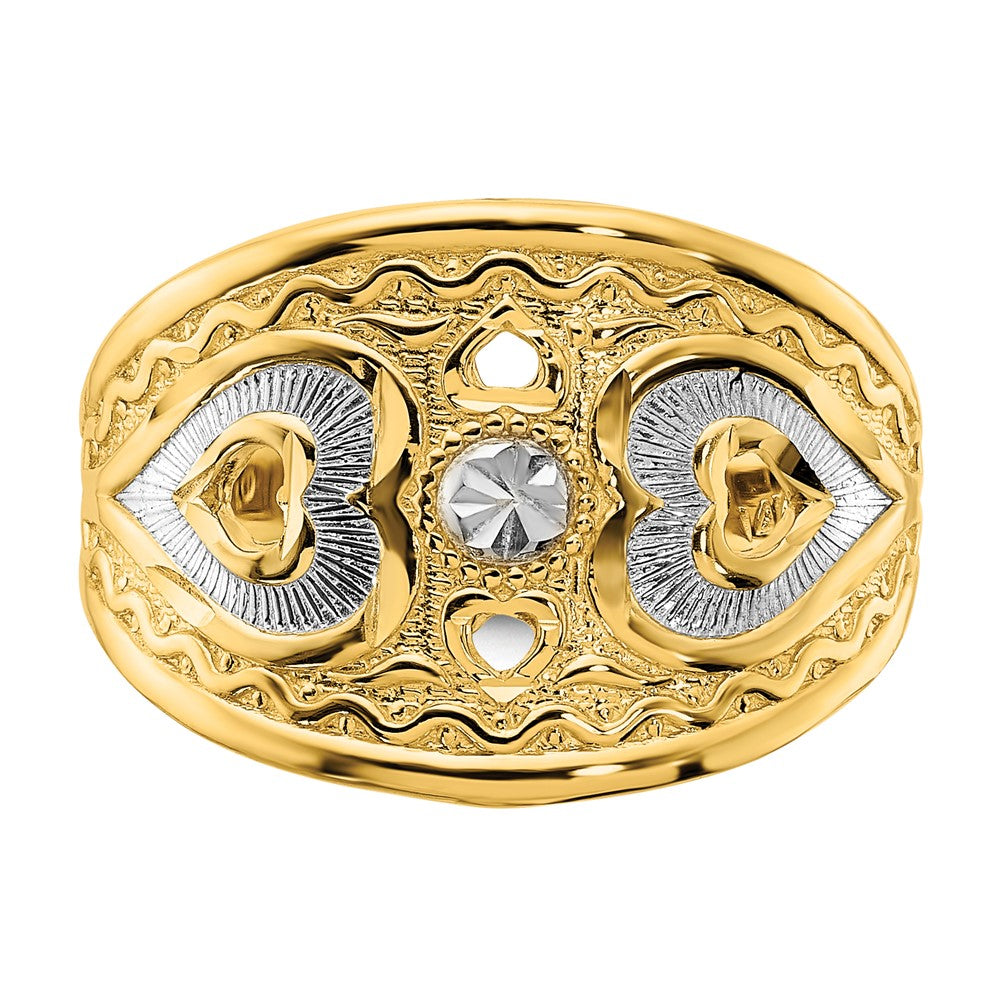 14K Gelbgold Ring mit Herzen-Starburst-Design