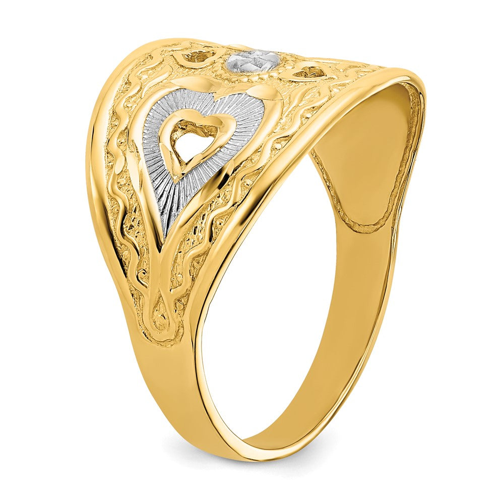 14K Gelbgold Ring mit Herzen-Starburst-Design