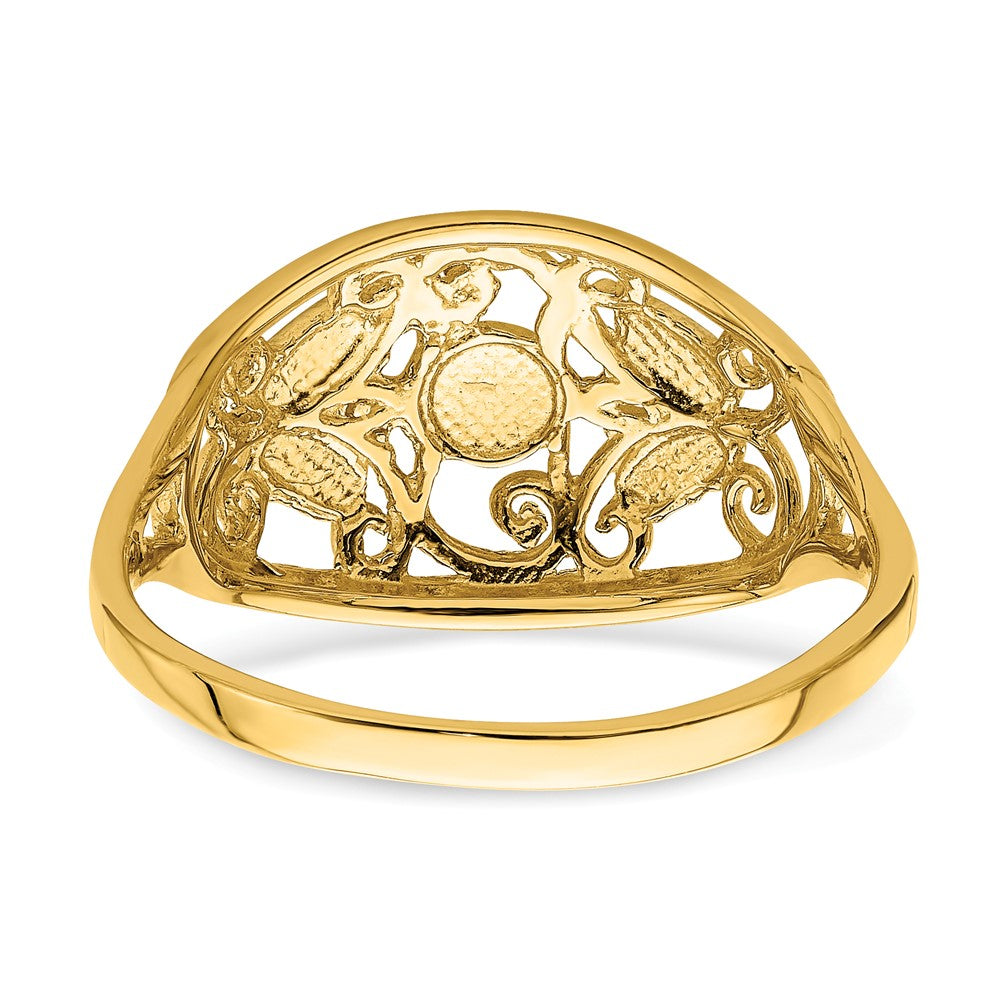 14K Gelbgold-Ring mit Rhodinierung, diamantiert, oval, filigran