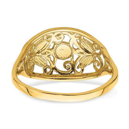14K Gelbgold-Ring mit Rhodinierung, diamantiert, oval, filigran