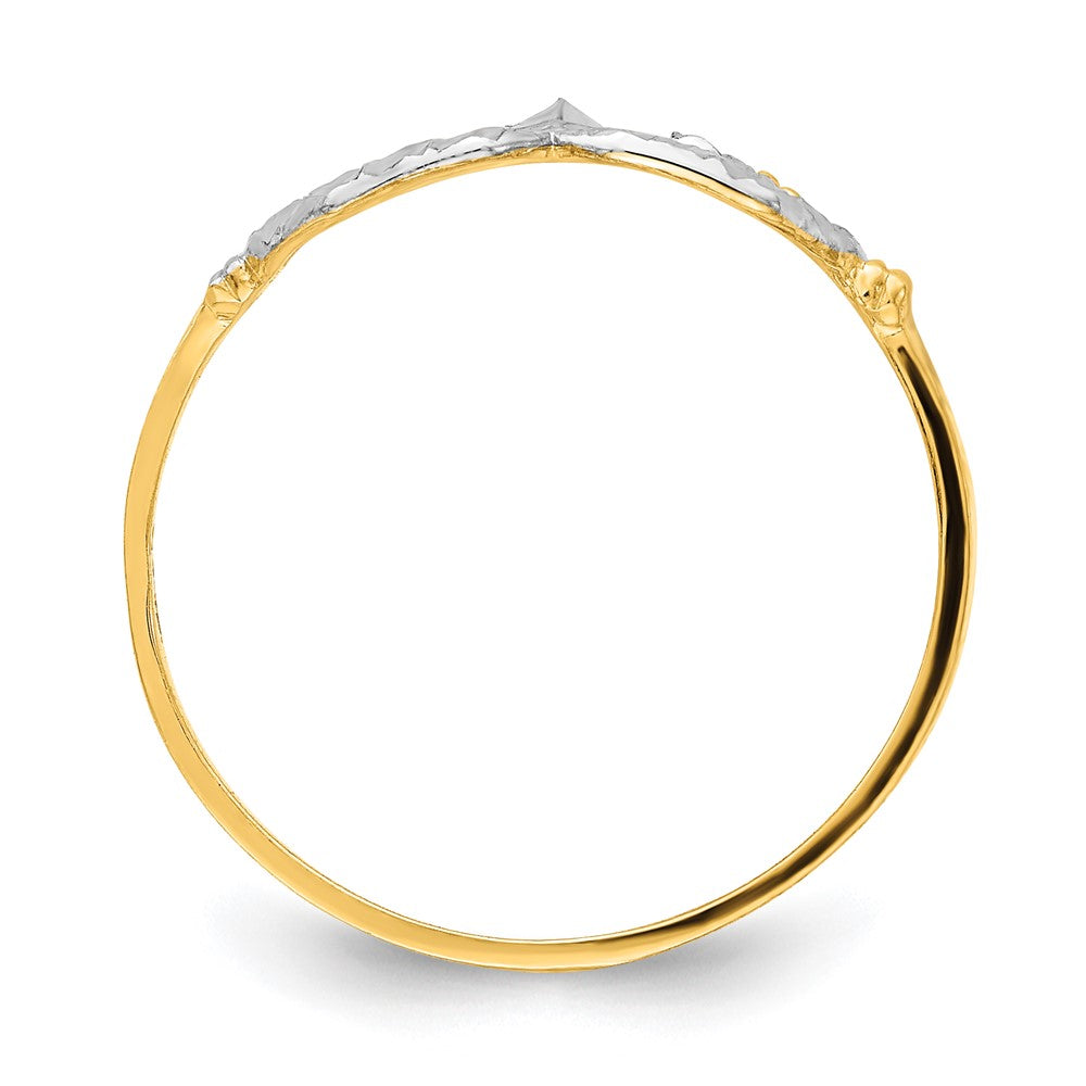14K Gelbgold Ring mit Rhodium-Beschichtung, diamantiertem Doppel-Achteck-Design