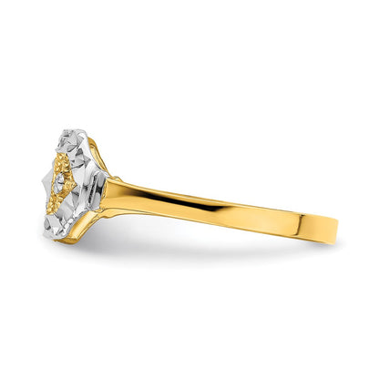 14K Gelbgold Ring mit Rhodium-Beschichtung, diamantiertem Doppel-Achteck-Design