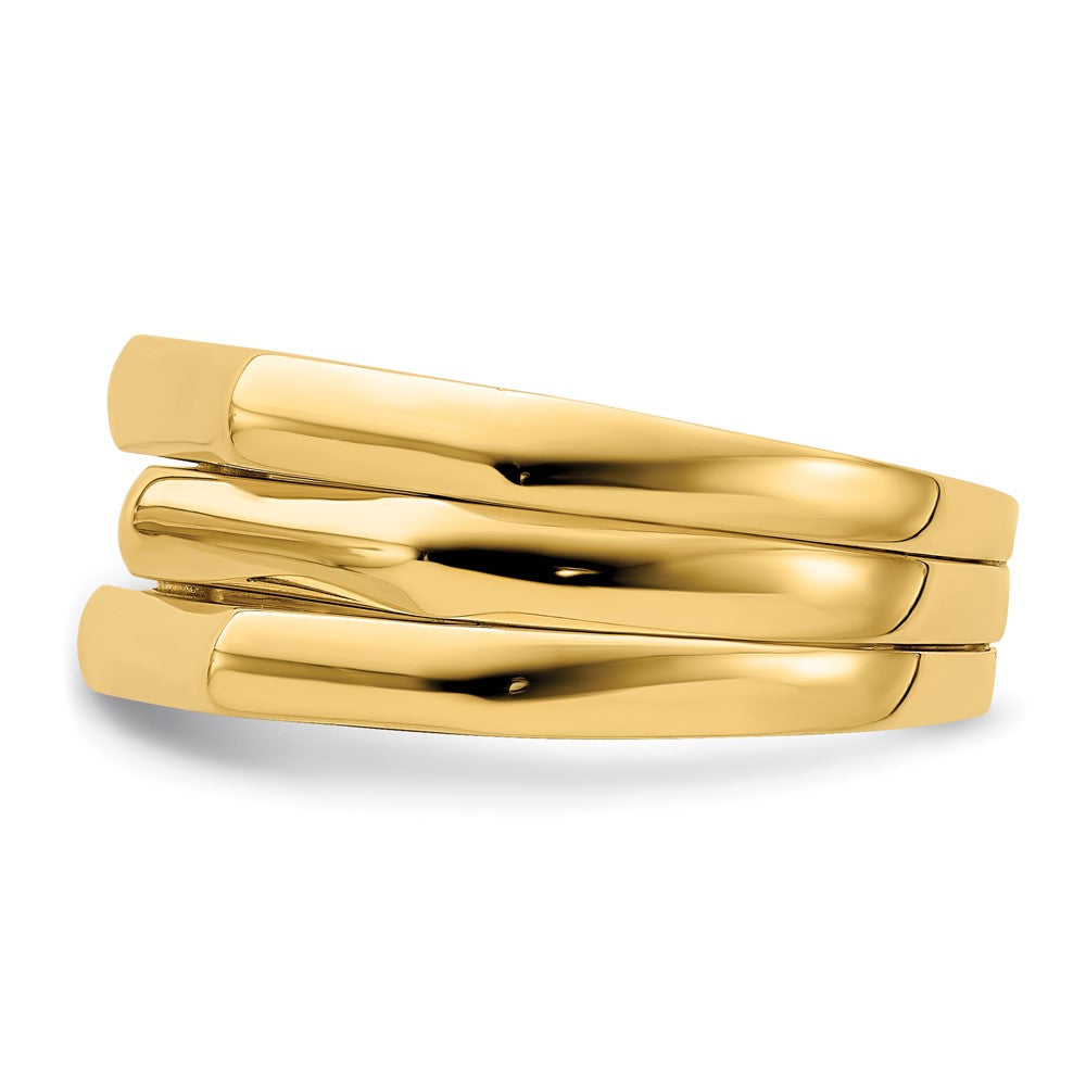 14K Gelbgold Polierter Drei-Rippen-Wölbungsring